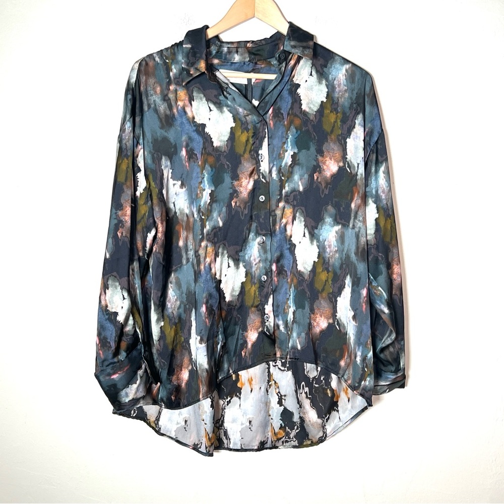 NWT The Primark Edit blue and pink satin blouse top shirt size 10 B175